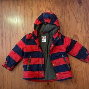 Boden Boys Red & Navy winter coat sz 4-5